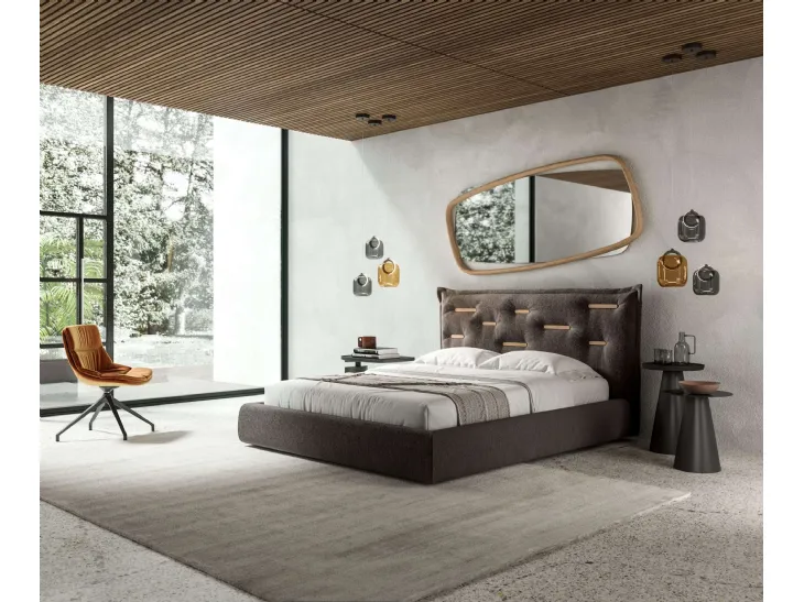 Specchio con cornice in legno Golden Wood di Ozzio