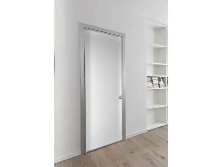 Porta per interni Prima in Vetro Bianco con telaio in alluminio di Albed