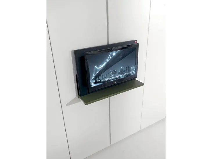 Armadio di design con ante battenti con porta tv estraibile in laccato bianco e verde Dream di Fimar