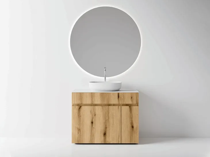 Mobile da Bagno a terra Single in nobilitato effetto legno Coast di Cerasa
