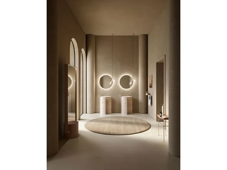 Lavabo Freestanding Des Evolution Caramel 01 in Resina Stone Travertino di Cerasa