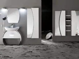 Moon con base con Cassettone Bianco Lucido