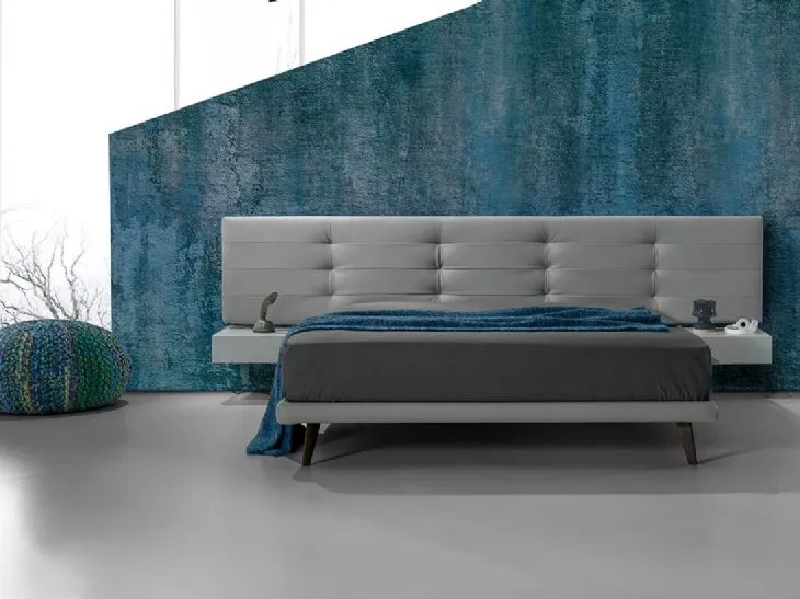 Letto in pelle con testiera trapuntata Twist Tess 290 di Excò