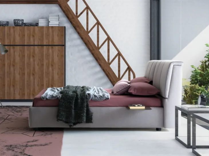 Letto in tessuto con testiera contenitore Inside di Le Comfort