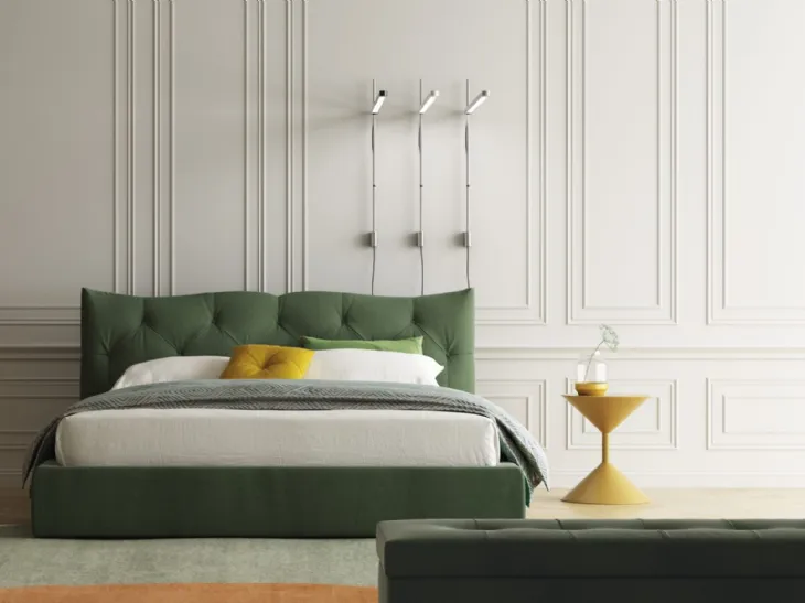 Letto in tessuto trapuntato Meneo con contenitore di Biba Salotti