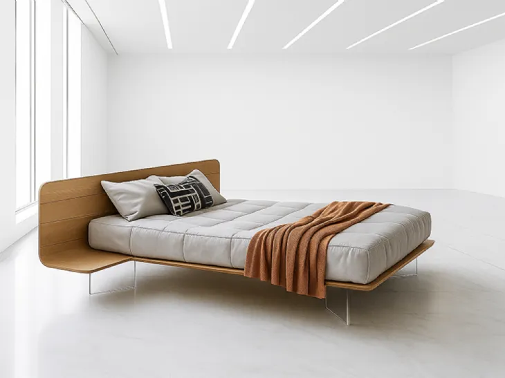 Letto con testiera in legno No-Vo Quercia di Voltan