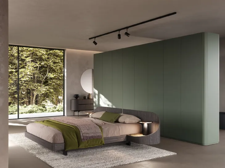 Letto in legno di quercia Ottanta con contenitore di Voltan