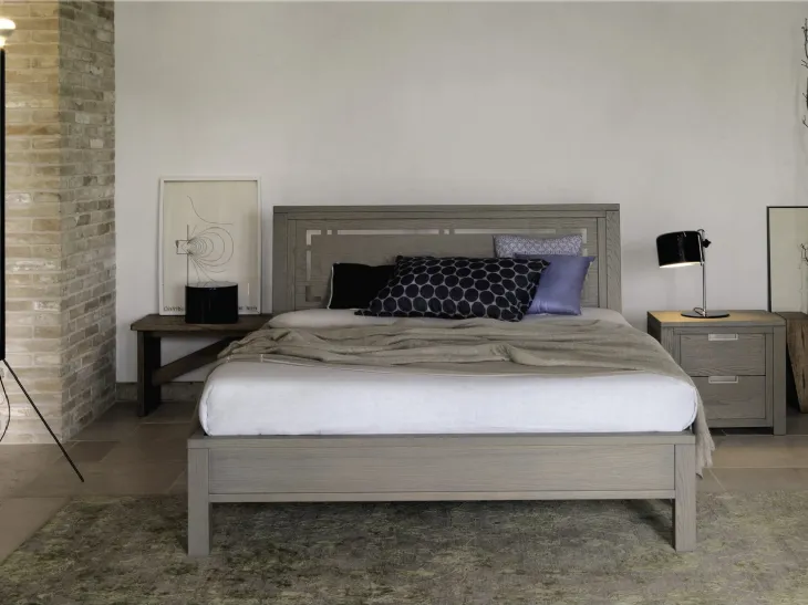 Letto in legno con testiera Quadra di Devina Nais
