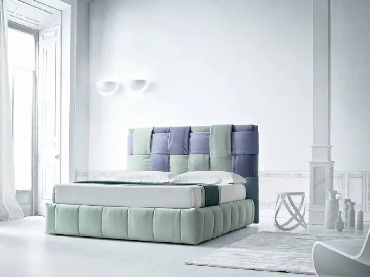 Letto in tessuto morbido con testiera intrecciata Tiffany di Felis