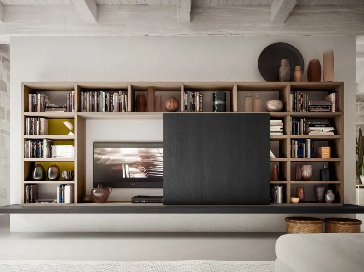 Libreria My Space 8 con vano porta TV a scomparsa di Alf Da Frè