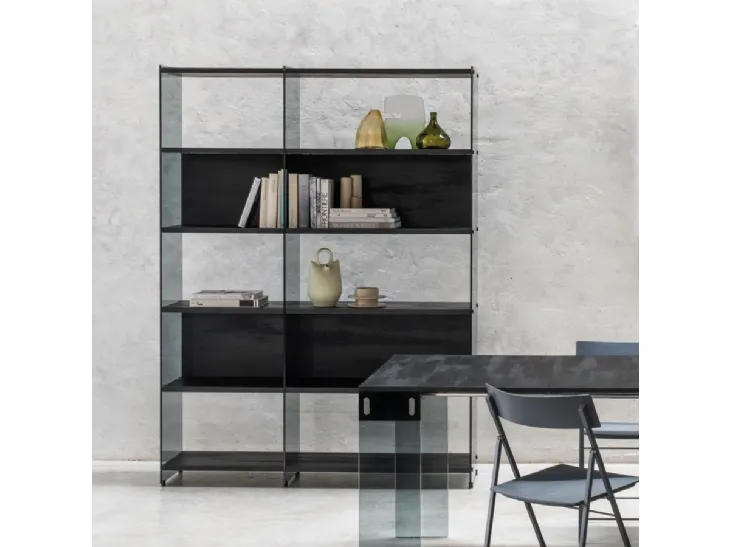 Libreria componibile divisoria in vetro e laminato Byblos di Pezzani