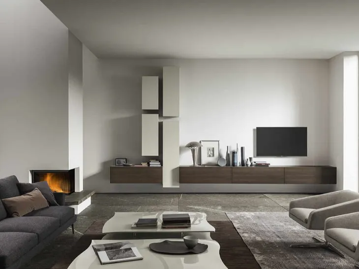 Mobile sospeso in legno e laccato opaco ModulArt di Presotto