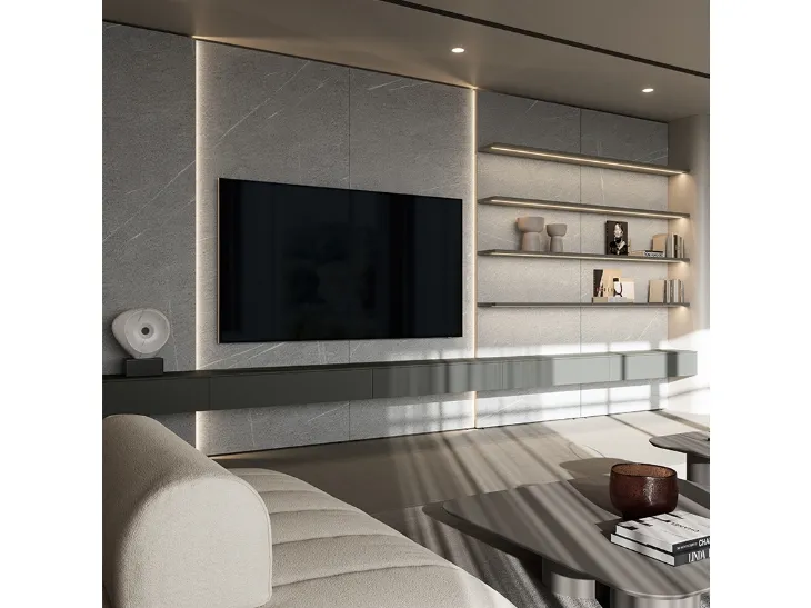 Parete Attrezzata Boiserie in laccato e HPL di Dall'Agnese