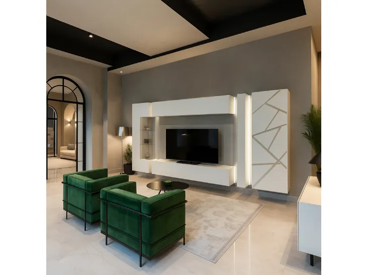 Parete Attrezzata Soggiorno Bianco di Voltan