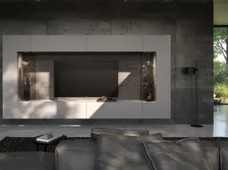 Soggiorno con schienale dietro vetrine