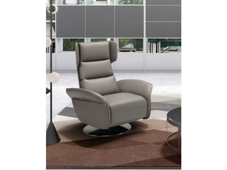 Poltrona relax con testiera regolabile Amsterdam Swivel di Spaziorelax