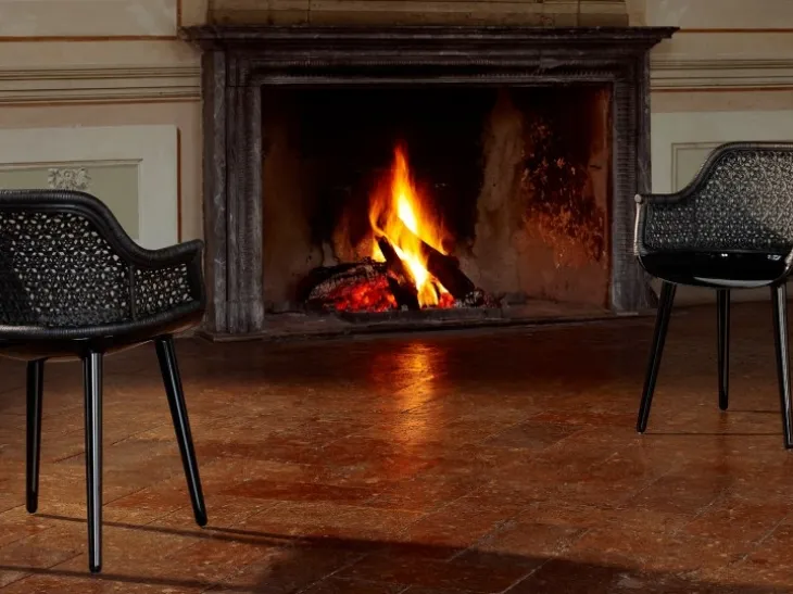 Sedia in policarbonato con schienale in midollino Ctyborg Elegant di Magis