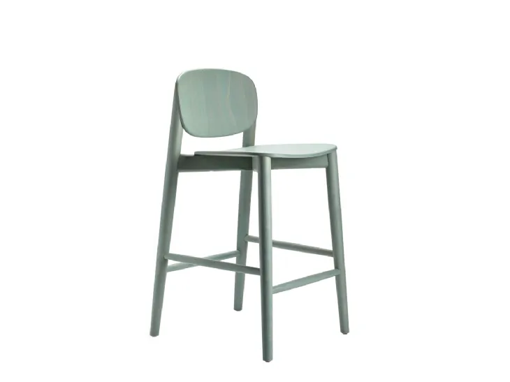 Sgabello Harmo Kitchen Stool in legno di Frassino verniciato Azzurro Grigio di Infiniti