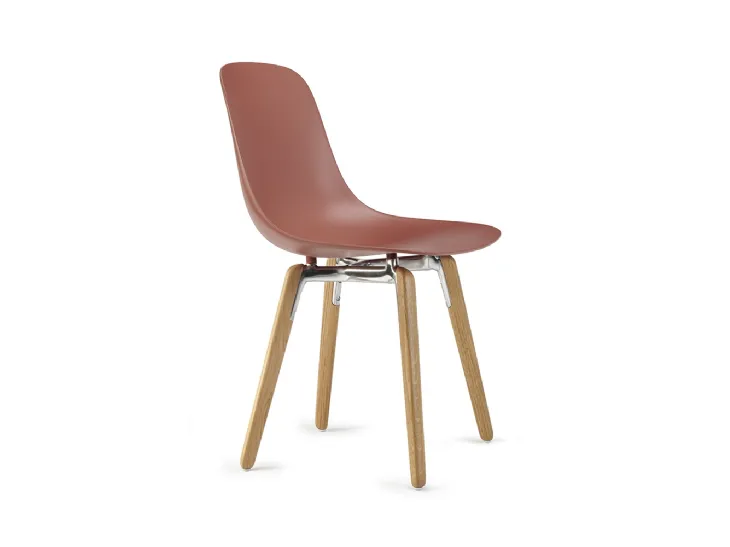 Sedia Pure loop Mono Wooden Legs con scocca in polipropilene e gambe in massello di Faggio Naturale Infiniti