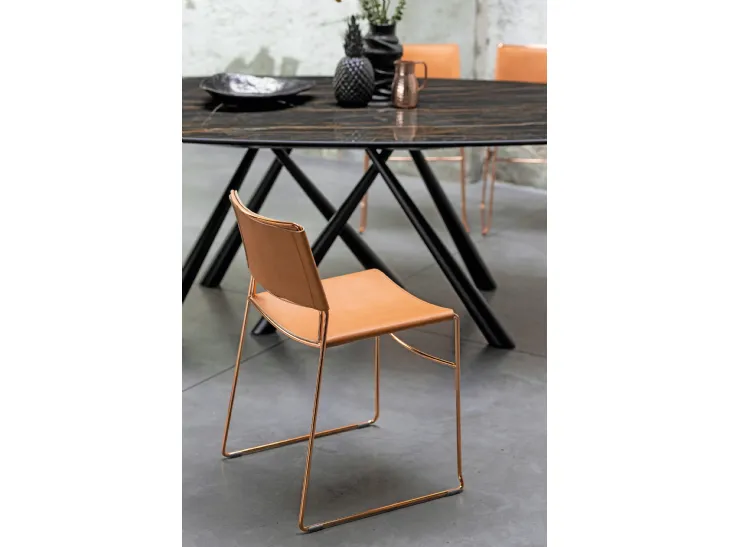 Sedia in cuoio Slim di Midj