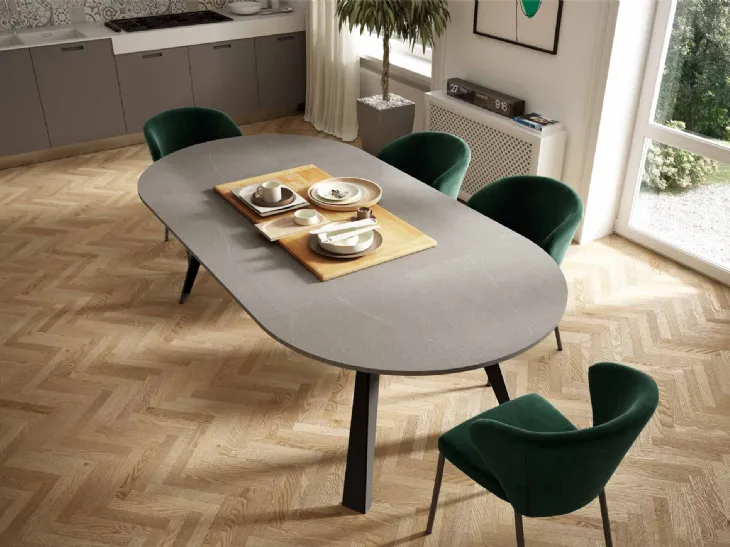 Tavolo rotondo Convivio con top finitura Eco legno Serena di Easyline