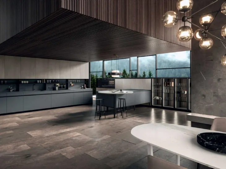 Cucina Moderna con penisola DJ 01 in Fenix Grigio Bromo di Dibiesse