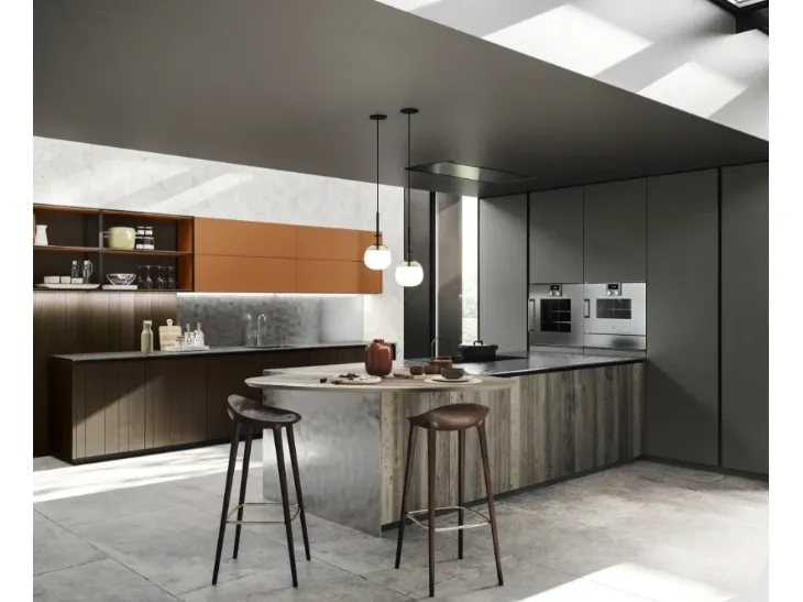 Cucina Moderna con penisola M07 Maestrale di Scandola