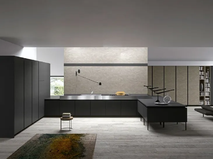 Cucina Moderna Vestimi in Fenix Ingo Nero con penisola di Dibiesse