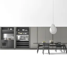 Cucina Moderna lineare Logica 03 in laccato opaco Platino e Antracite di Valdesign