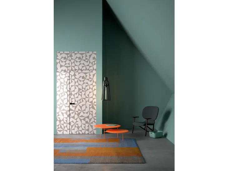 Porta battente effetto filomuro per interni Boisè Boiserie rivestita con tapezzeria di Albed